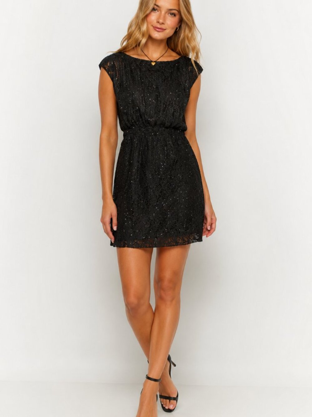 Style & Co Black Sequin Lace Little Black Dress Size M